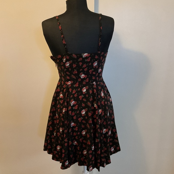 5. By Junkfood Grateful Dead Skull Red Roses Mini dress Spaghetti Straps SZ S - Picture 7 of 10